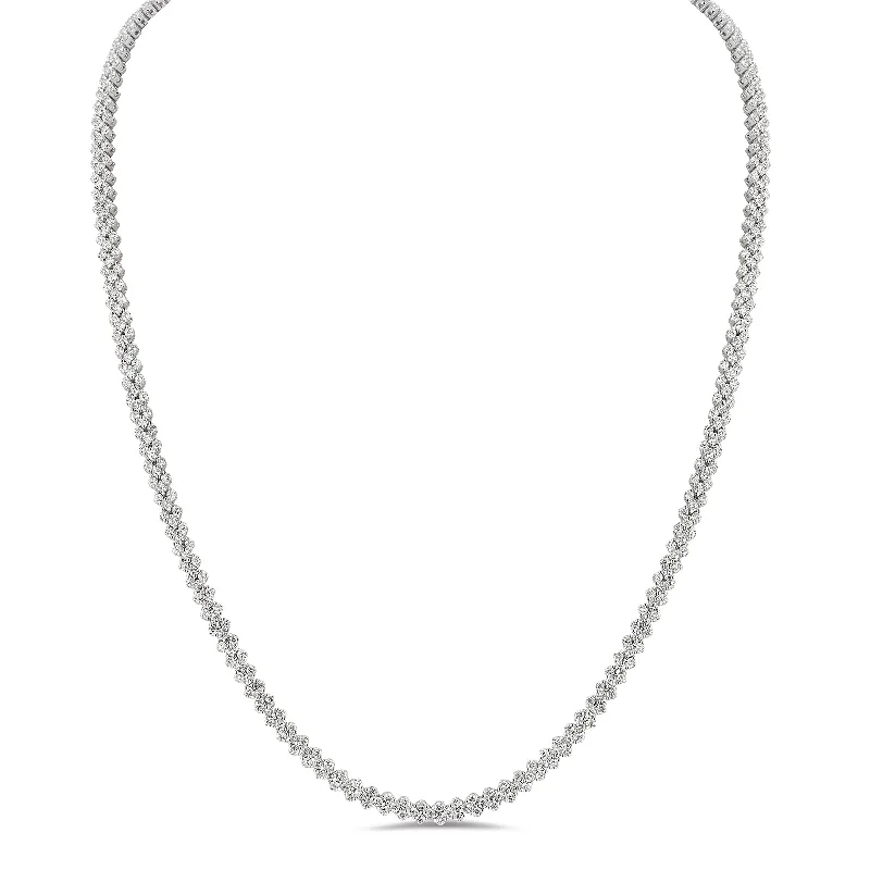 Linen band necklace-Small Diamond Multi-Row Tennis Necklace