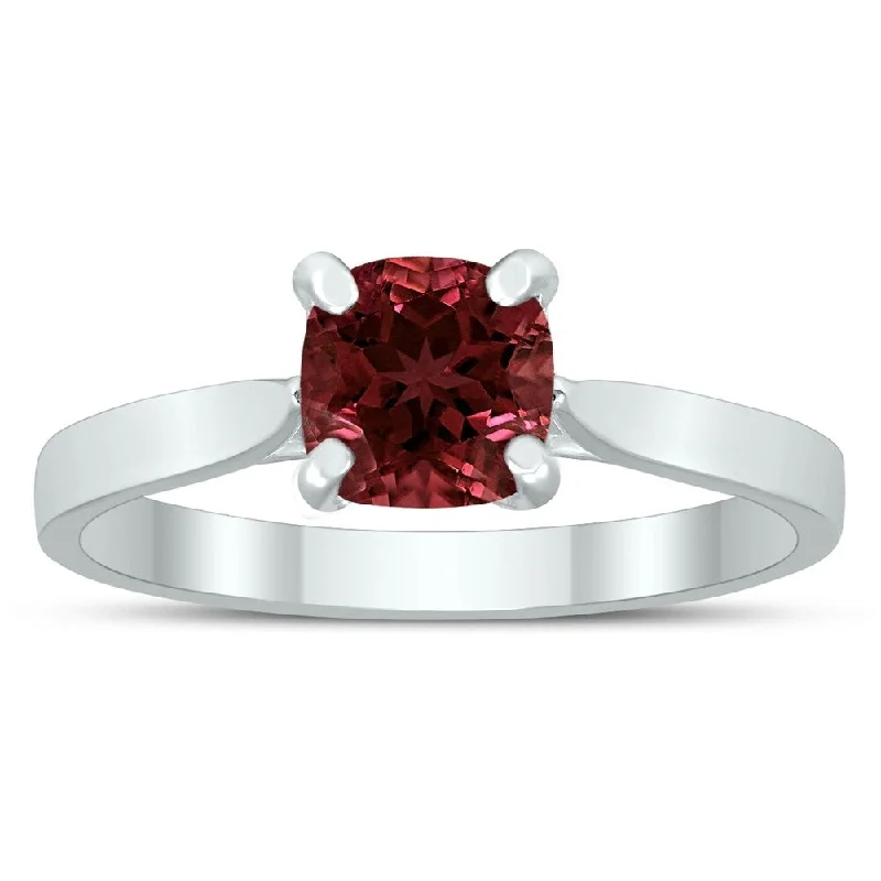 Rock vein ring-Square Princess Cut 6MM Garnet Solitaire Ring in 10K White Gold