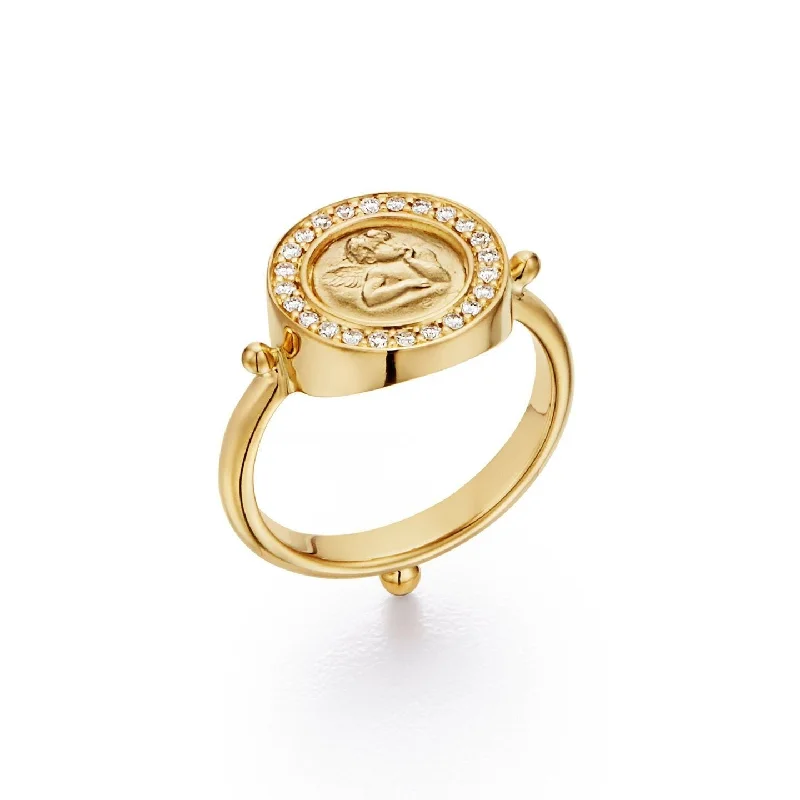 Quilted pattern ring-Temple St. Clair Small Angel Ring