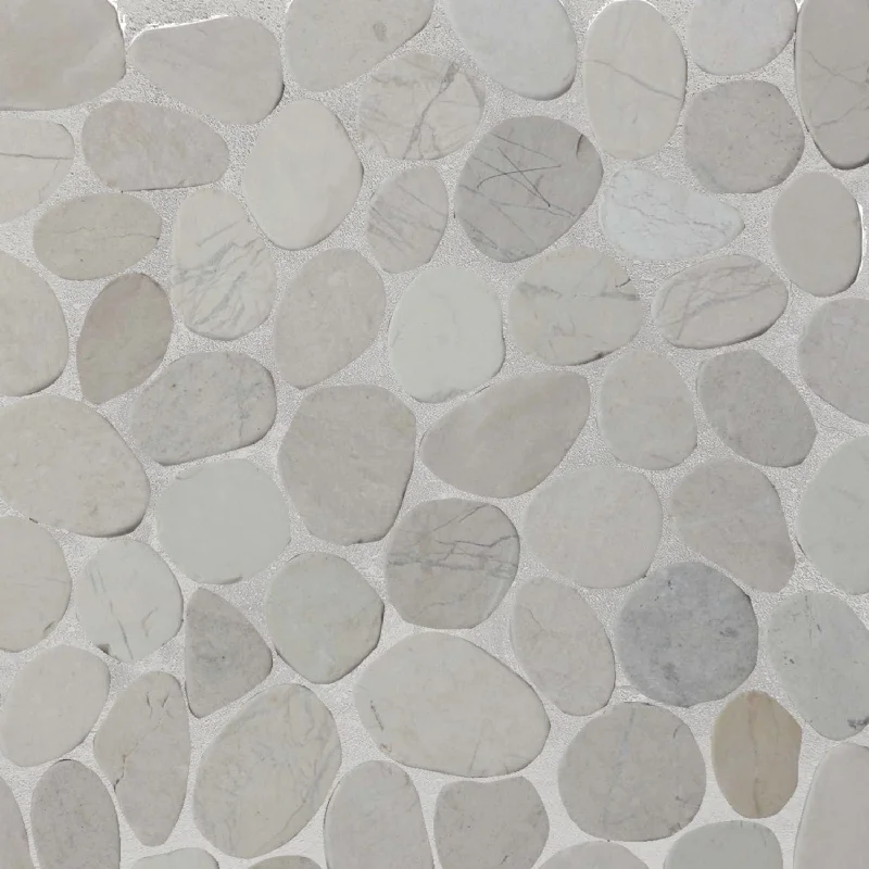 Marigold citrine ring-White Timor Sliced Pebble Mosaic, Backsplash Kitchen Walls, Shower and Bathroom Floors 12" X 12" (5 Sqft per case)