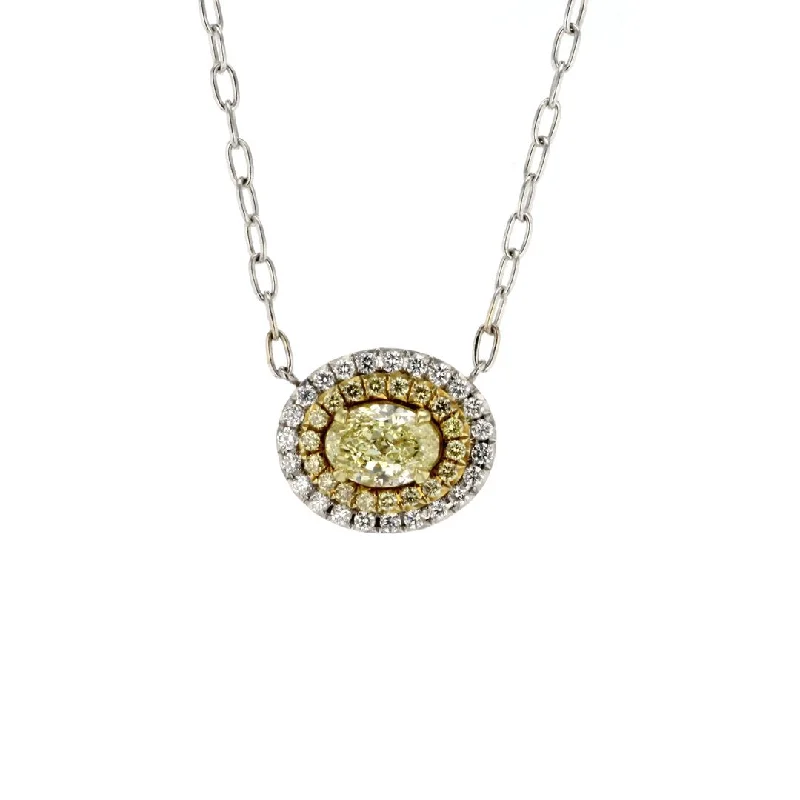 Prairie grass necklace-Yellow & White Diamond Pendant Necklace