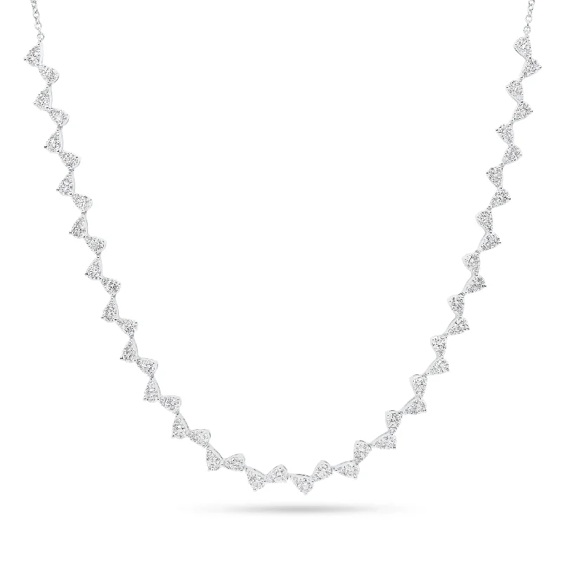 Fractured gem necklace-Diamond Zigzag Fashion Necklace