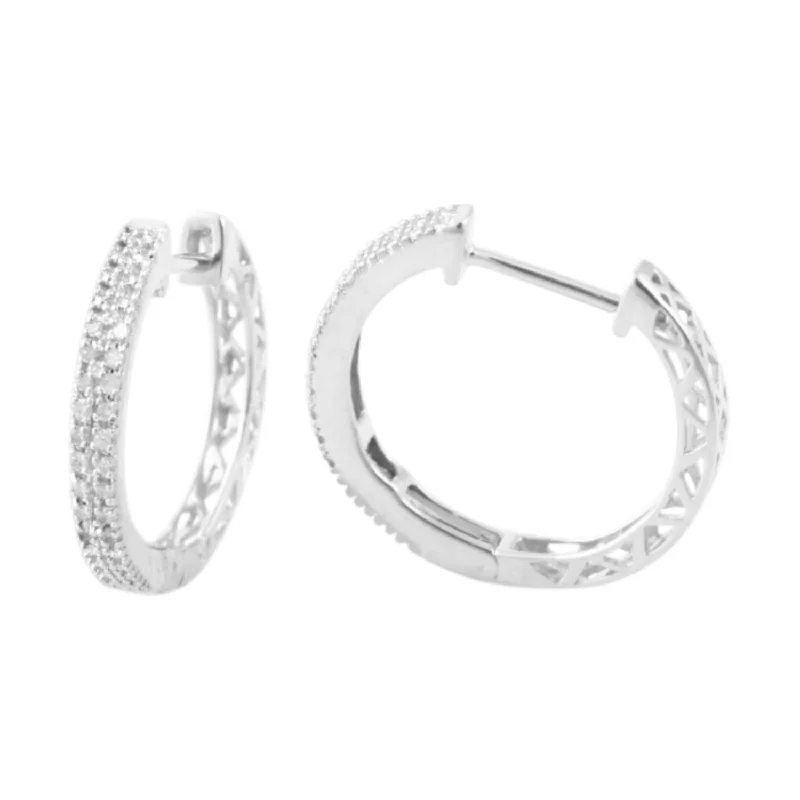 Minoan gold earrings-1/10 CTW Diamond Hoop Earrings in 10KT White Gold