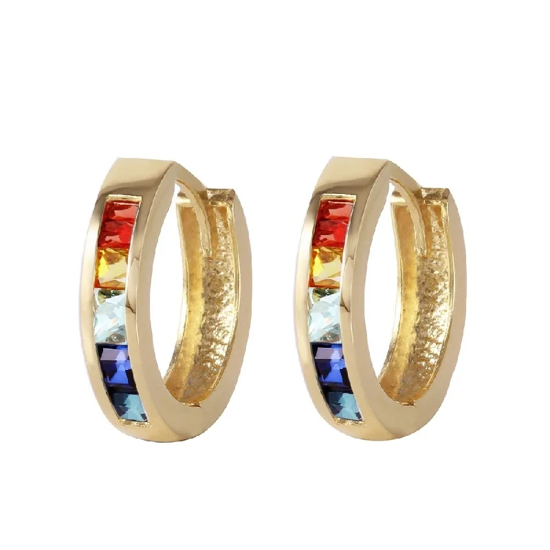 Pyrite point earrings-1.3 CTW 14K Solid Gold Hoop Earrings Multicolor Sapphire