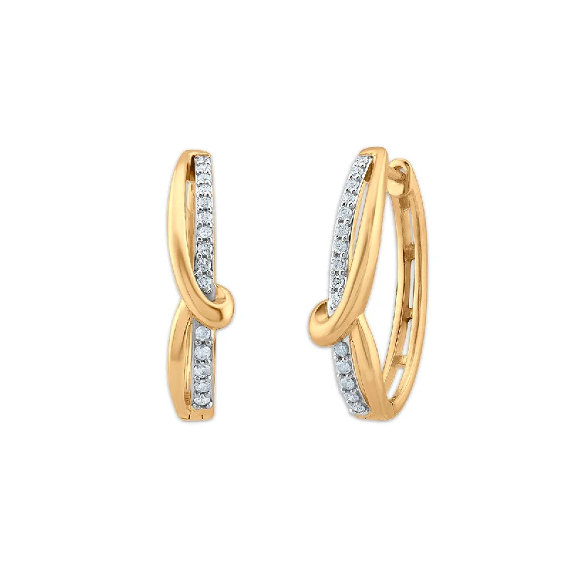 Overlapping scale earrings-1/4 CTW Diamond Hoop Earrings in 10KT Yellow Gold