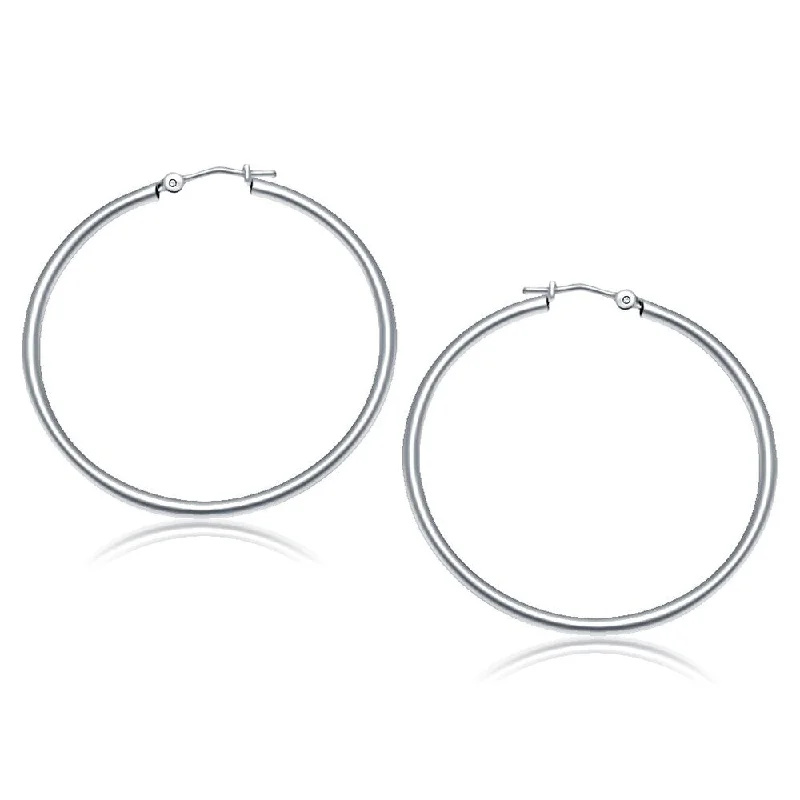 Marigold amber earrings-10k White Gold Polished Hoop Earrings (40 mm)