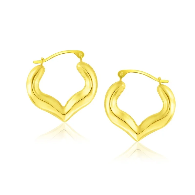 Iron forged earrings-10k Yellow Gold Hoop Style Heart Shape Earrings