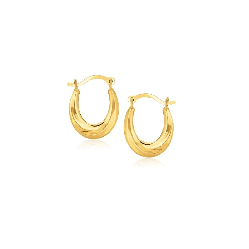 Abstract print earrings-10k Yellow Gold Oval Hoop Earrings