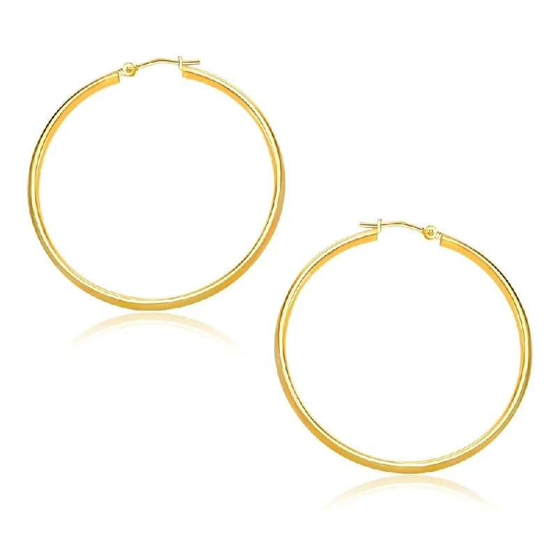 Polished pebble earrings-10k Yellow Gold Polished Hoop Earrings (30mm)