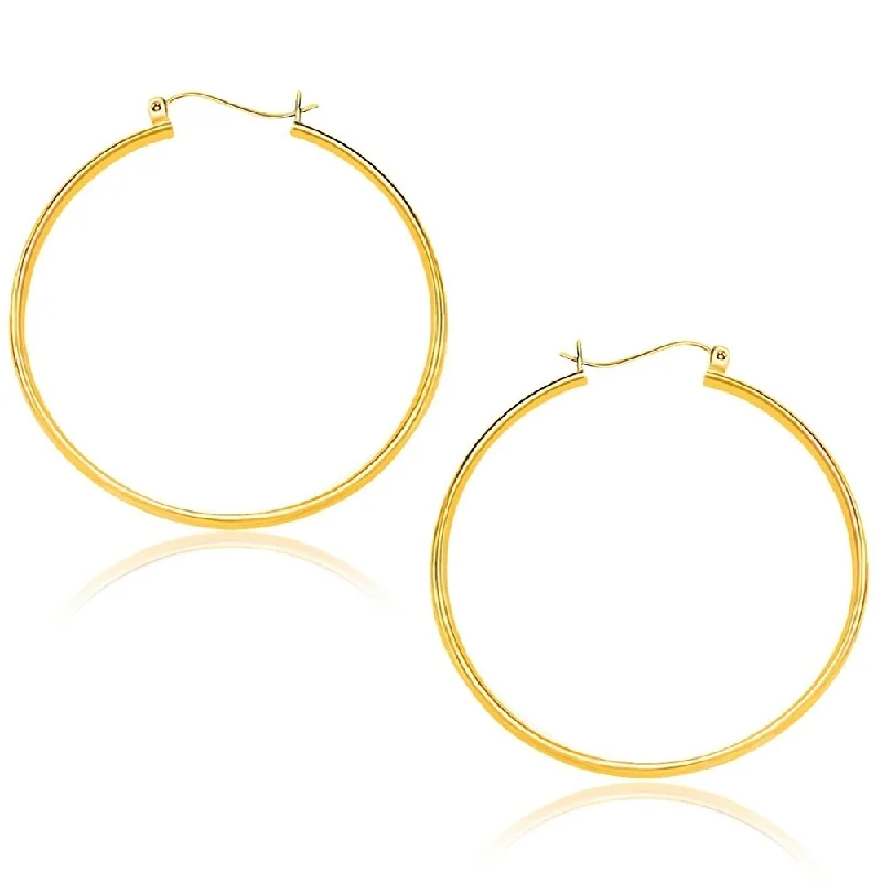 Hinge stud earrings-10k Yellow Gold Polished Hoop Earrings (40mm)