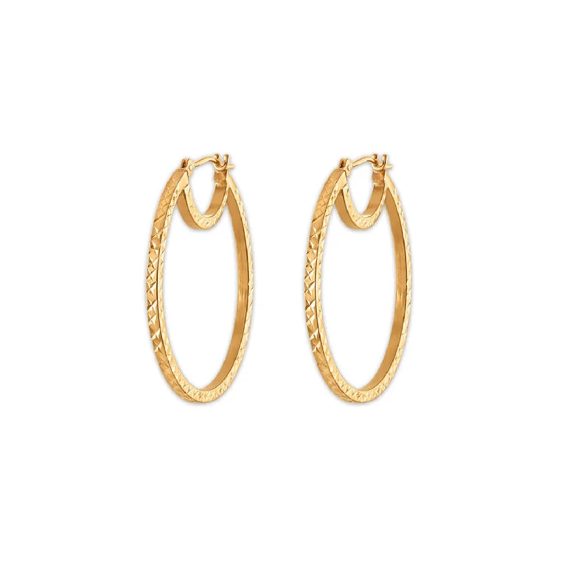 Shaved stud earrings-10KT Gold 28MM Hoop Earrings