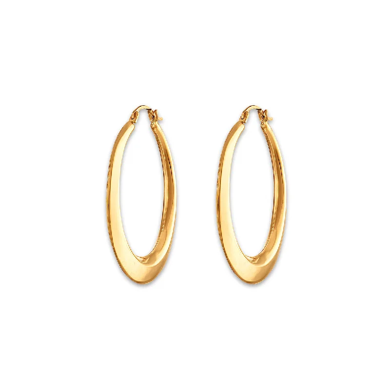 Almond bead earrings-10KT Yellow Gold 30MM Hoop Earrings