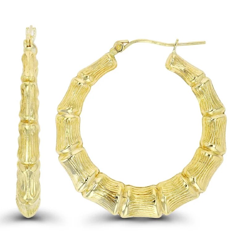 Canvas wrap earrings-10KT Yellow Gold 35X5MM Hoop Bamboo Earrings