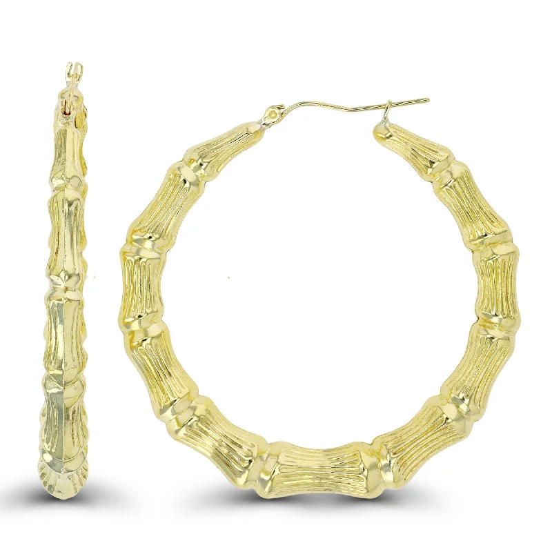 Heritage mine earrings-10KT Yellow Gold 50X5MM Hoop Bamboo Earrings