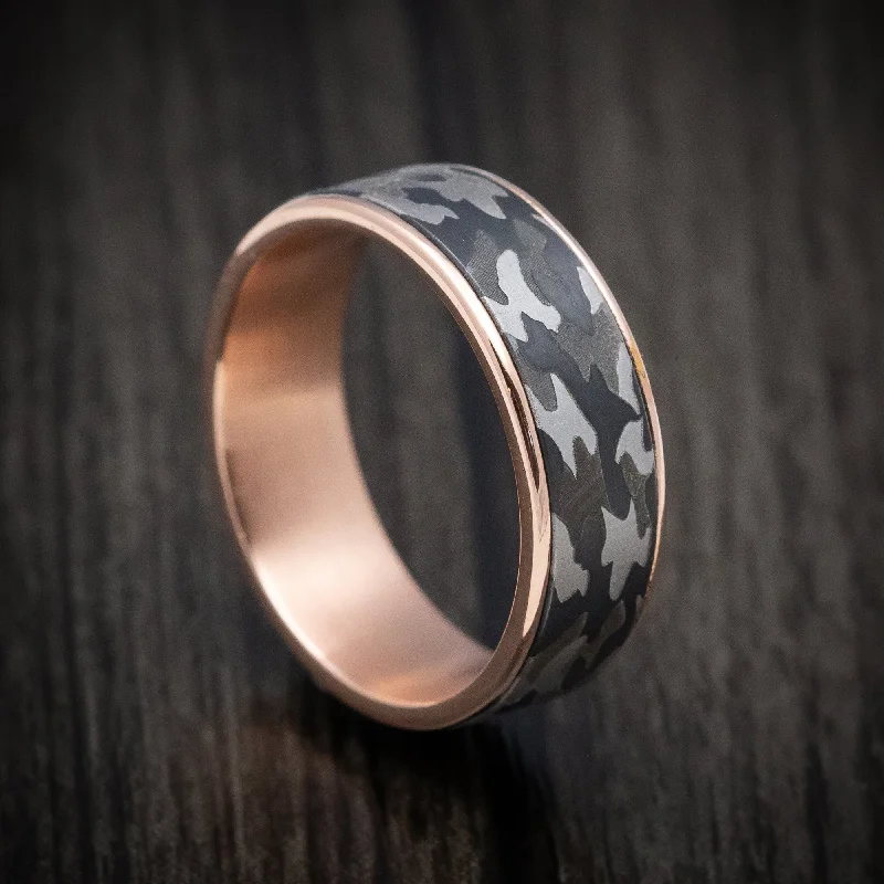 Grid weave ring-14K Gold and Tantalum Camo Design Men's Ring