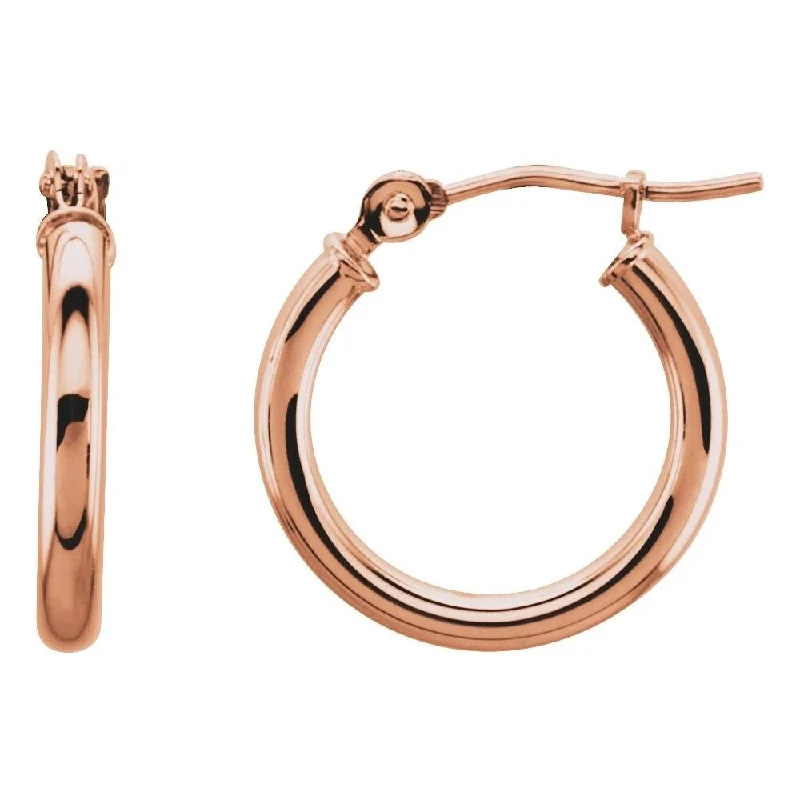 Tiered stone earrings-14k Rose Gold 15 mm Hoop Earring for Women