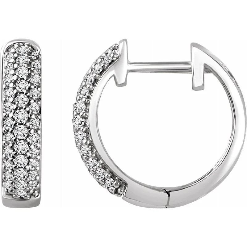 Cluster set earrings-14k White Gold 1/3 CTW Diamond Hoop Earring for Women