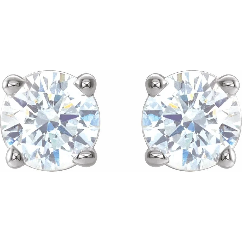 Raised bezel earrings-14k White Gold 1/3 CTW Diamond Stud Earring for Women