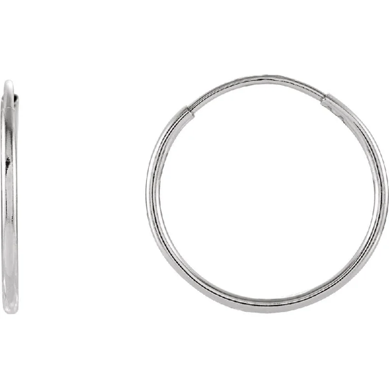 Peaked stud earrings-14k White Gold 15 mm Endless Hoop Earring for Women