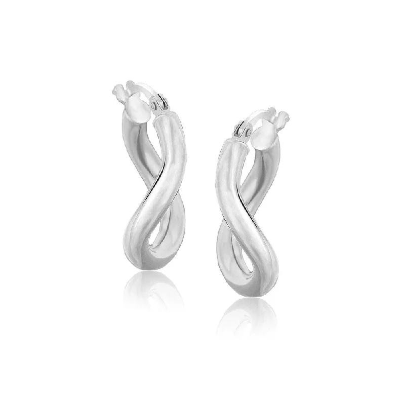 Tartan check earrings-14k White Gold Italian Twist Hoop Earrings (5/8 inch Diameter)