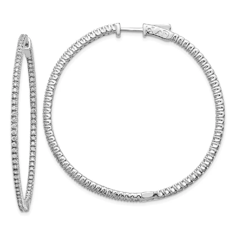 Shifted gem earrings-14k White Gold Lab Grown Diamond Hoop Earrings ( Clarity- SI1-SI2, Color- G-H)