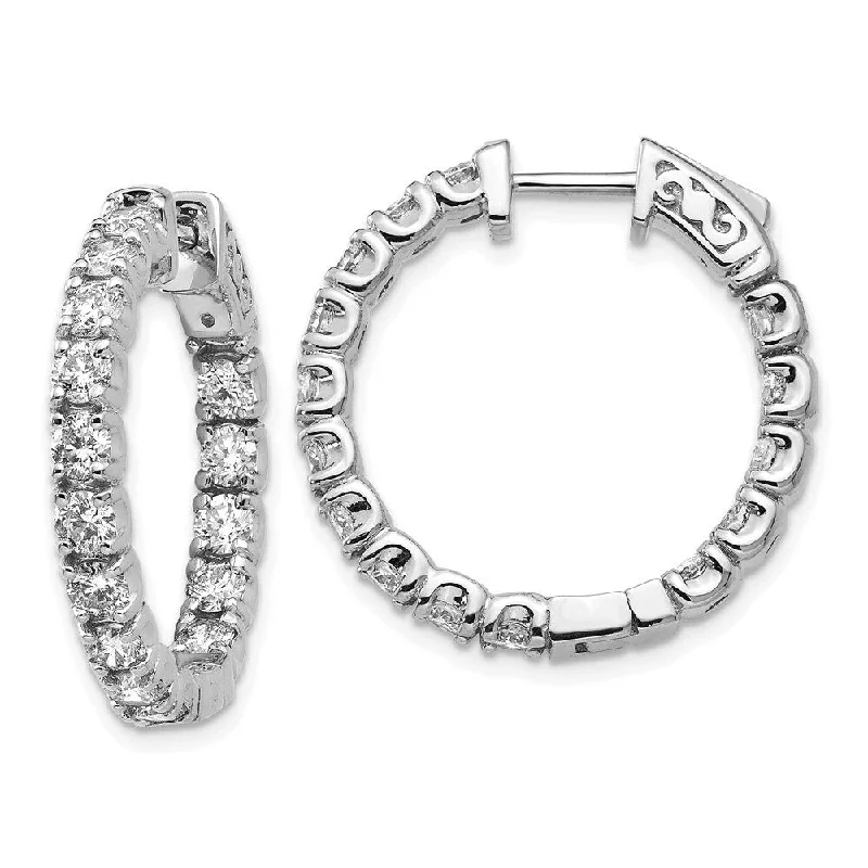 Violet bloom earrings-14k White Gold Lab Grown Diamond Hoop Earrings ( Clarity- SI1-SI2, Color- G-H)