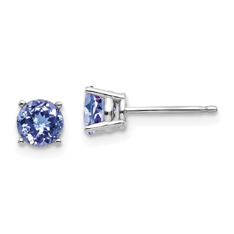 Hittite stud earrings-14k White Gold Tanzanite Stud Earrings (L-5 mm, W-5 mm)