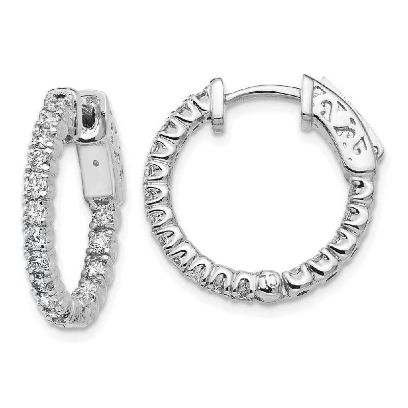 Porcelain stud earrings-14k White Gold True Origin Lab-Grown Diamond Hoop Earrings, VS/E- 0.952 cttw (L-14 mm, W-14 mm)