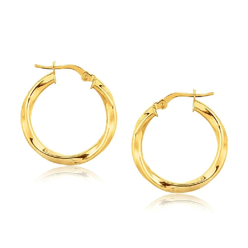 Coiled effect earrings-14k Yellow Gold Classic Twist Hoop Earrings (7/8 inch Diameter)