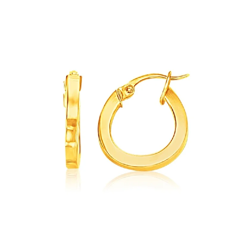 Aspen bark earrings-14k Yellow Gold Flat Side Small Hoop Earrings