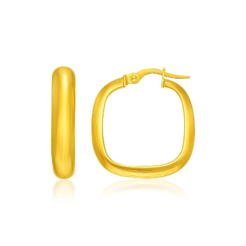 Fractured gem earrings-14k Yellow Gold Hoop Earrings with a Square Style