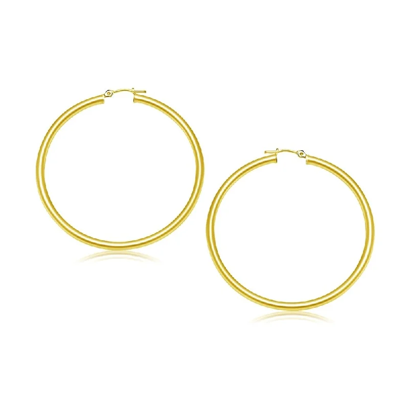 Hinge stud earrings-14k Yellow Gold Polished Hoop Earrings (30 mm)