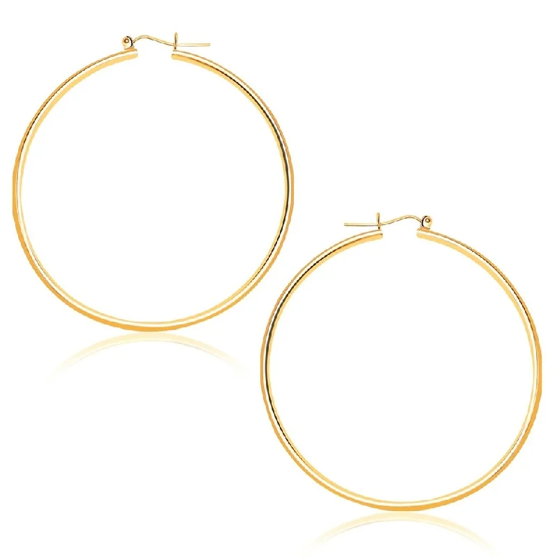 Rugged drop earrings-14k Yellow Gold Polished Hoop Earrings (45 mm)