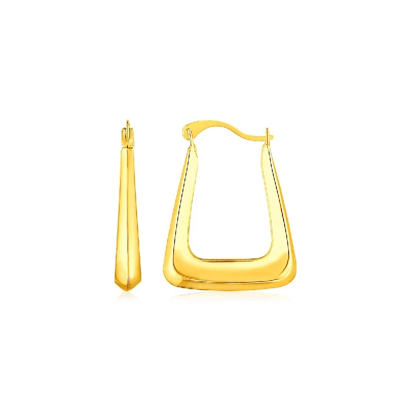 Rhombus opal earrings-14k Yellow Gold Polished Square Hoop Earrings