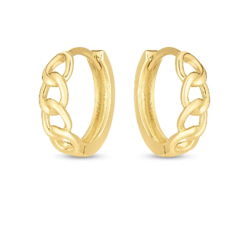 Hooked hoop earrings-14KT Gold Cuban Link Hoop Earrings