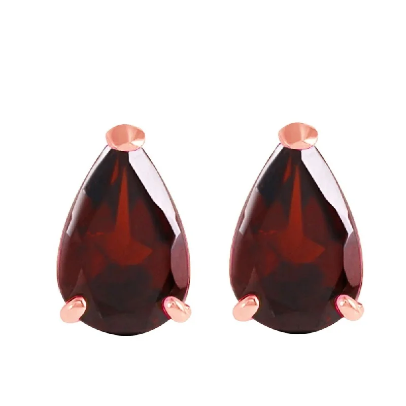 Violet bloom earrings-3.15 CTW 14K Solid Rose Gold Stud Earrings Natural Garnet