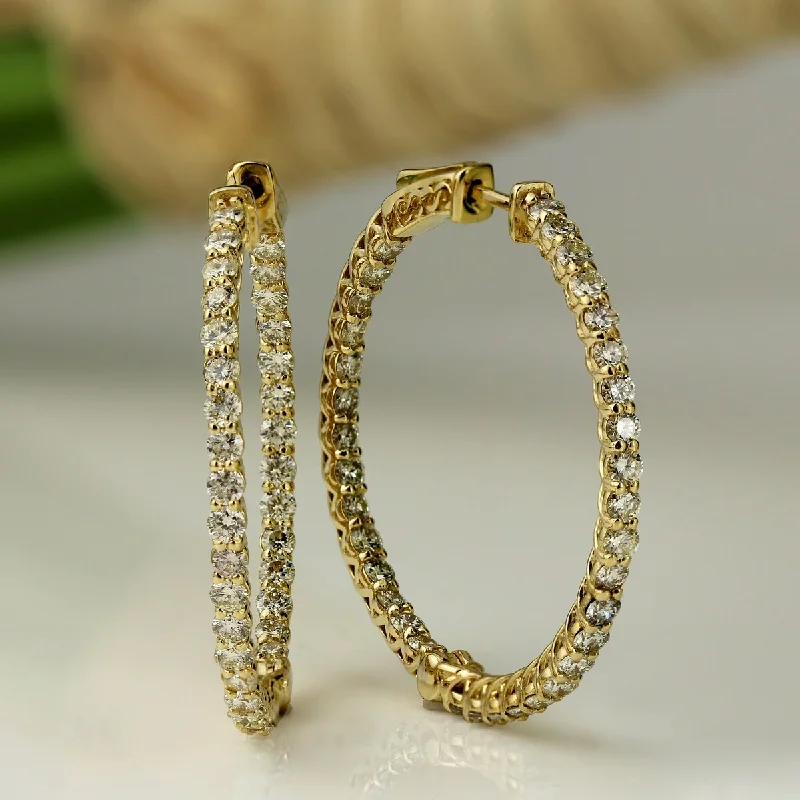 Petrified stone earrings-Auriya 14k Gold 2 1/2ctw Small or Medium Inside-out Diamond Hoop Earrings