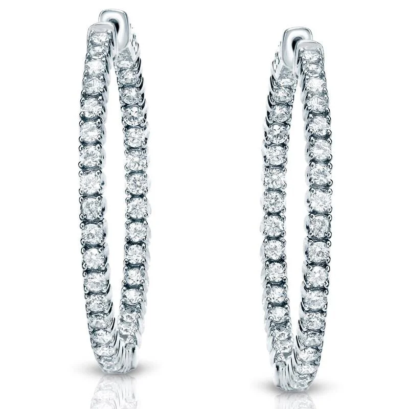 Smoky glass earrings-Auriya 14k Gold 3 1/2 carat TW Medium Diamond Hoop Earrings - 1.29-inch (H-I, SI1-SI2)