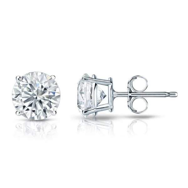 Cavern hoop earrings-Auriya Platinum 2ctw Round Diamond Stud Earrings Certified