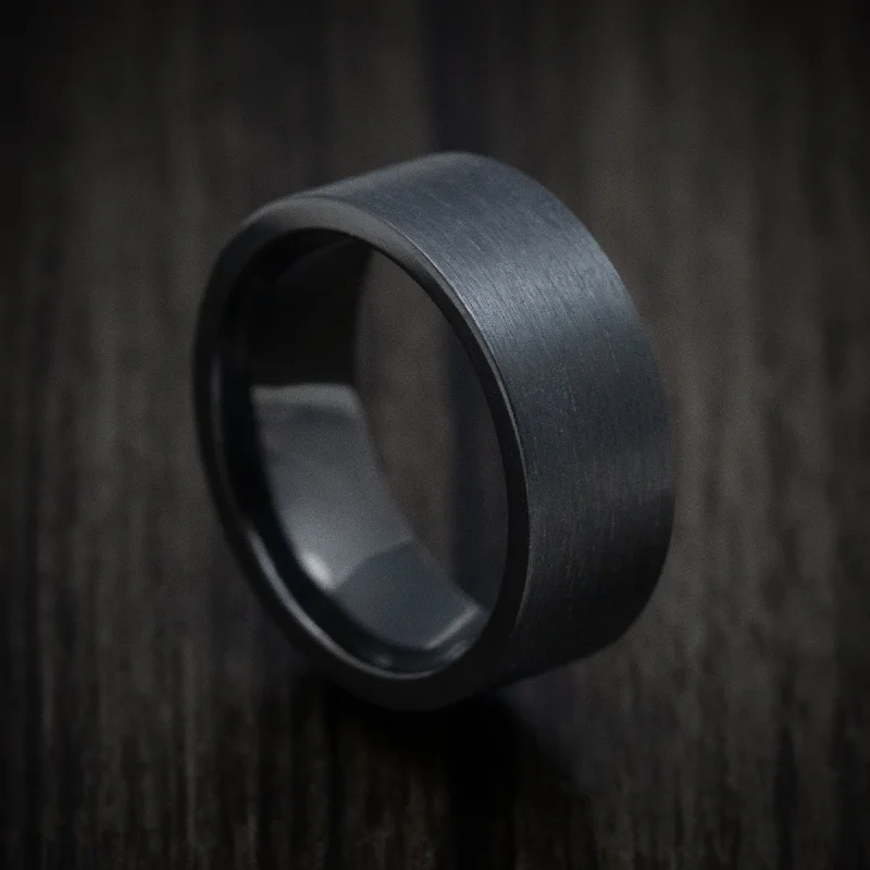 Crowned stone ring-Black Zirconium Men's Ring Custom Made Band