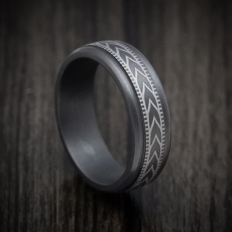 Navy lapis ring-Darkened Tantalum Men's Ring with Wheat Millgrain Design