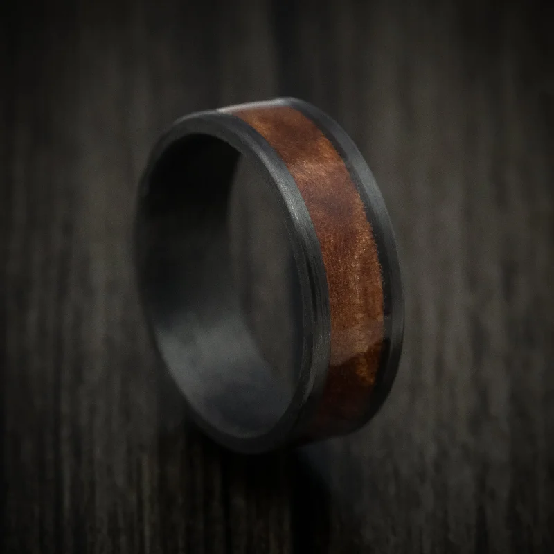 Primrose petal ring-Carbon Fiber and Wood Inlay Men's Ring