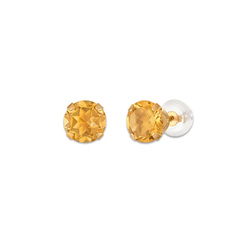 Embossed bar earrings-Citrine Birthstone Stud Earrings in 10KT Gold