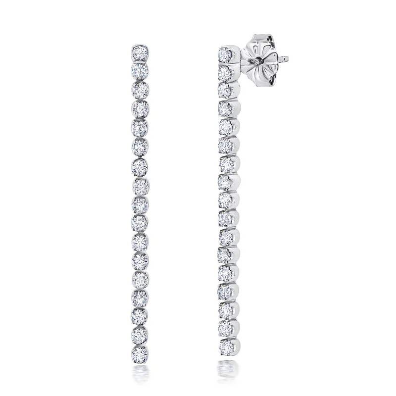 Tarnished finish earrings-Crislu Platinum Plated Sterling Silver 2MM Cubic Zirconia Fashion Drop & Dangle Earrings