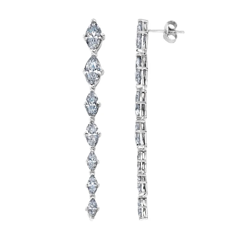 Archaic earrings-Crislu Platinum Plated Sterling Silver Cubic Zirconia Drop & Dangle Fashion Earrings