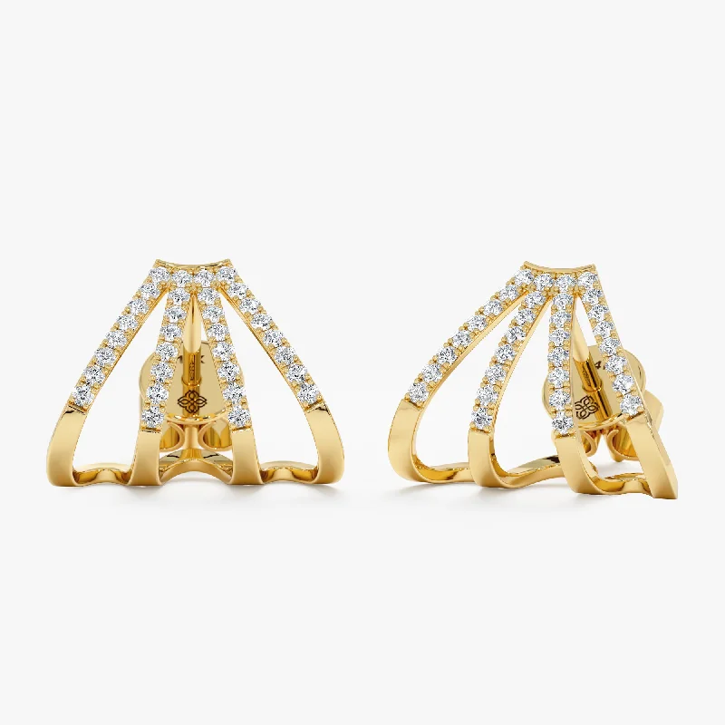 Border stone earrings-Diamond Arrow Cage Huggies, Justine