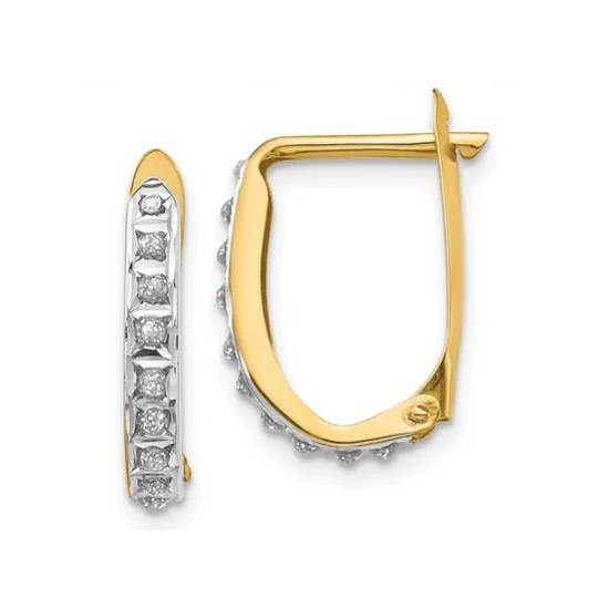 Smoky glass earrings-Diamond Fascination 14KT Yellow Gold 15MM Diamond Accent Hoop Earrings