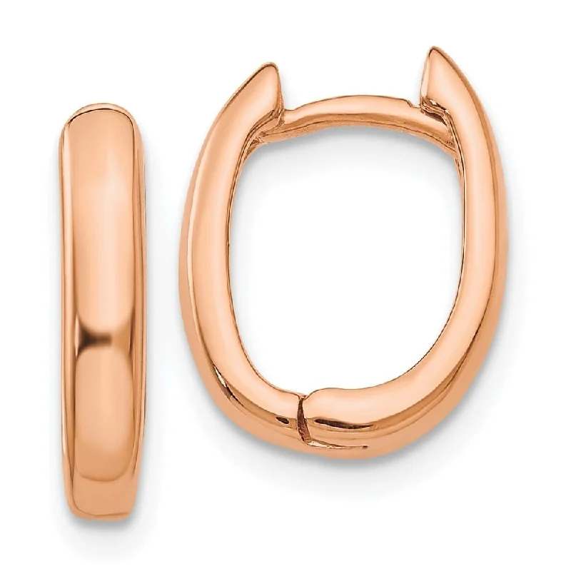 Flex joint earrings-Diamond2Deal 14K Rose Gold Oval Hinged Hoop Earrings (L- 7 mm, W- 3 mm)