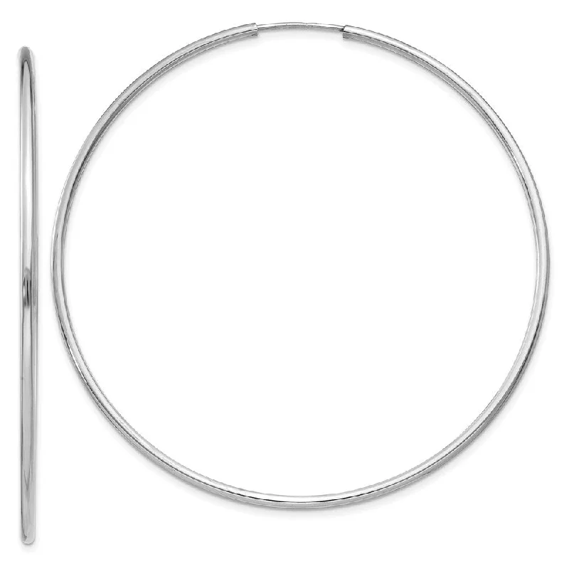 Scratched finish earrings-Diamond2Deal 14K White Gold 1.5mm Polished Endless Hoop Earrings (L- 56 mm, W- 56 mm)