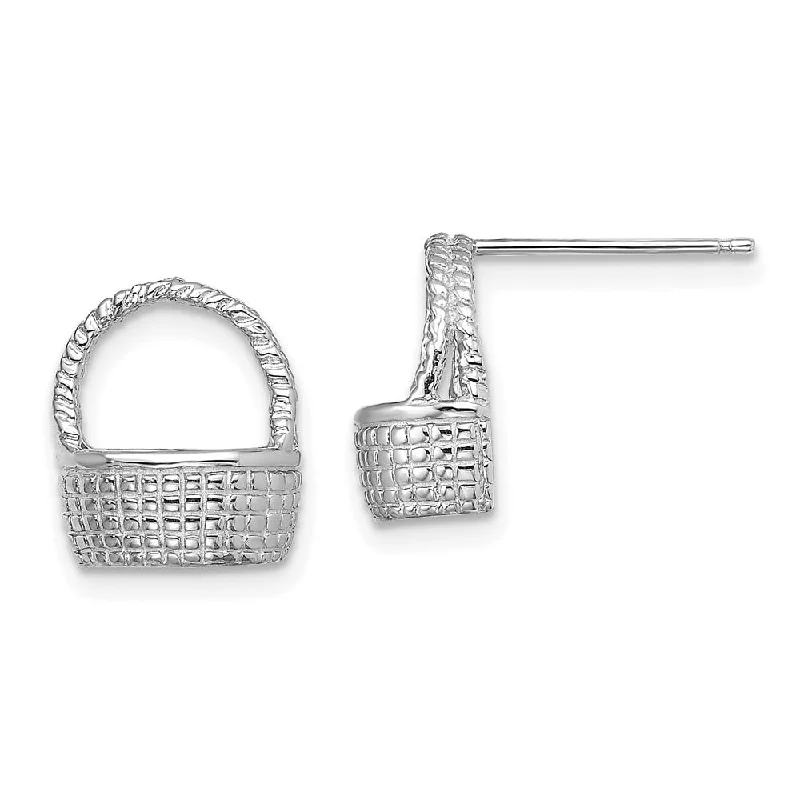 Ragged edge earrings-Diamond2Deal 14K White Gold Basket Flat Back Stud Earrings (L- 12.1 mm, W- 10.4 mm)